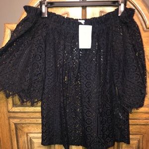 Off the shoulder black lace top
